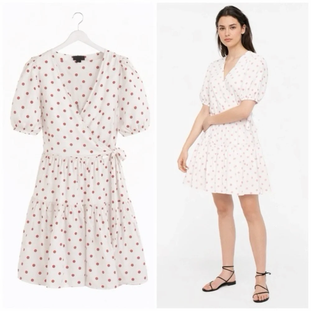 J. Crew Cotton Puff Sleeve Polka Dot Mini Dress Size‎ Small